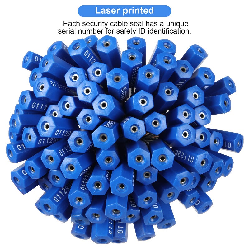 APACALI 100PCS Security Cable Seals  Numbered Tamper Proof Tags  Blue Steel Pull-Tite  Metal Self-Locking Cable  11.8""300mm - Image 4